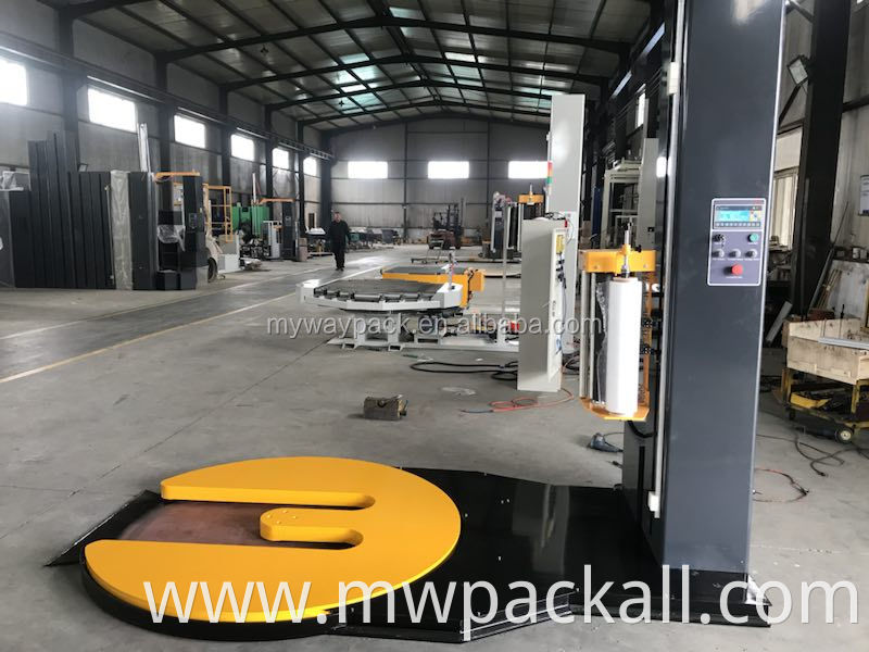 Economic exported standard strech film pallet wrapping machine /pallet wrapper with convenient forklift